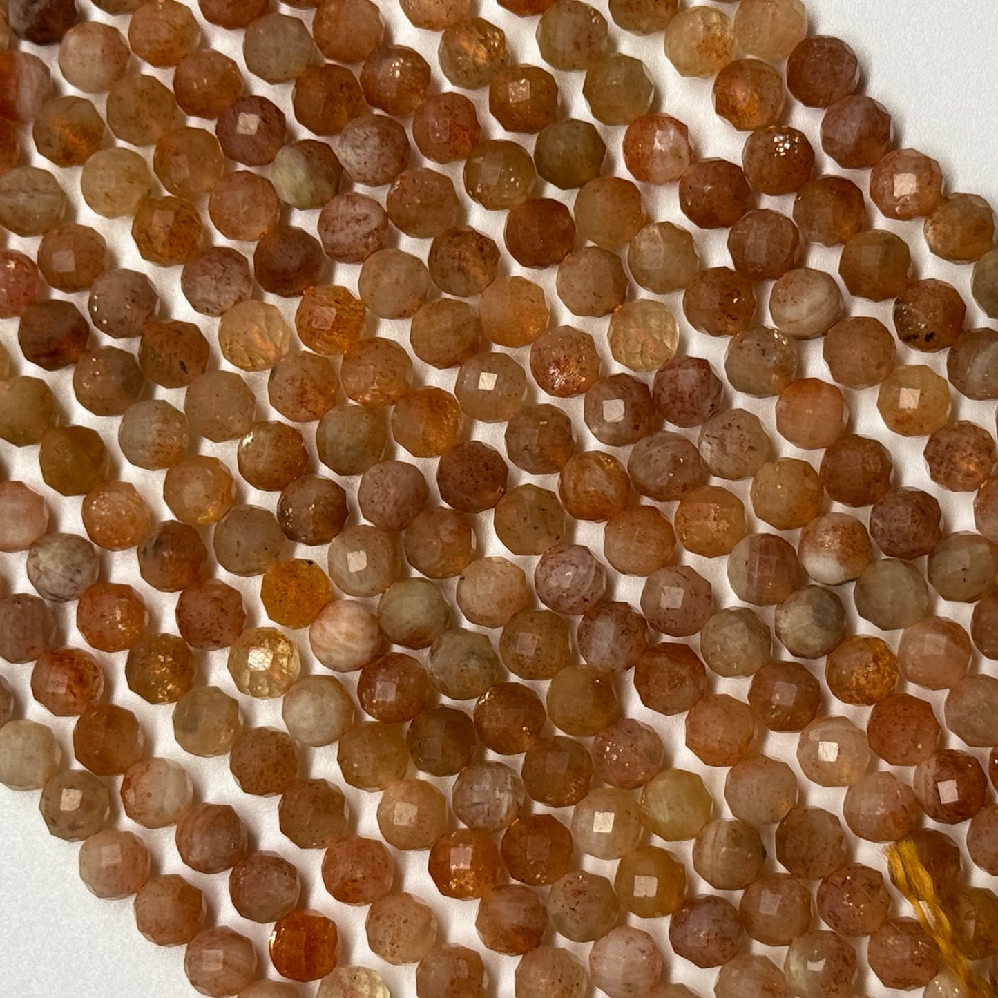 Sunstone Faceted Round Gemstone Beads