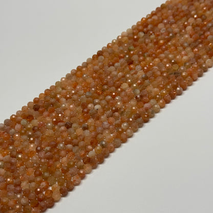 Sunstone Faceted Round Gemstone Beads