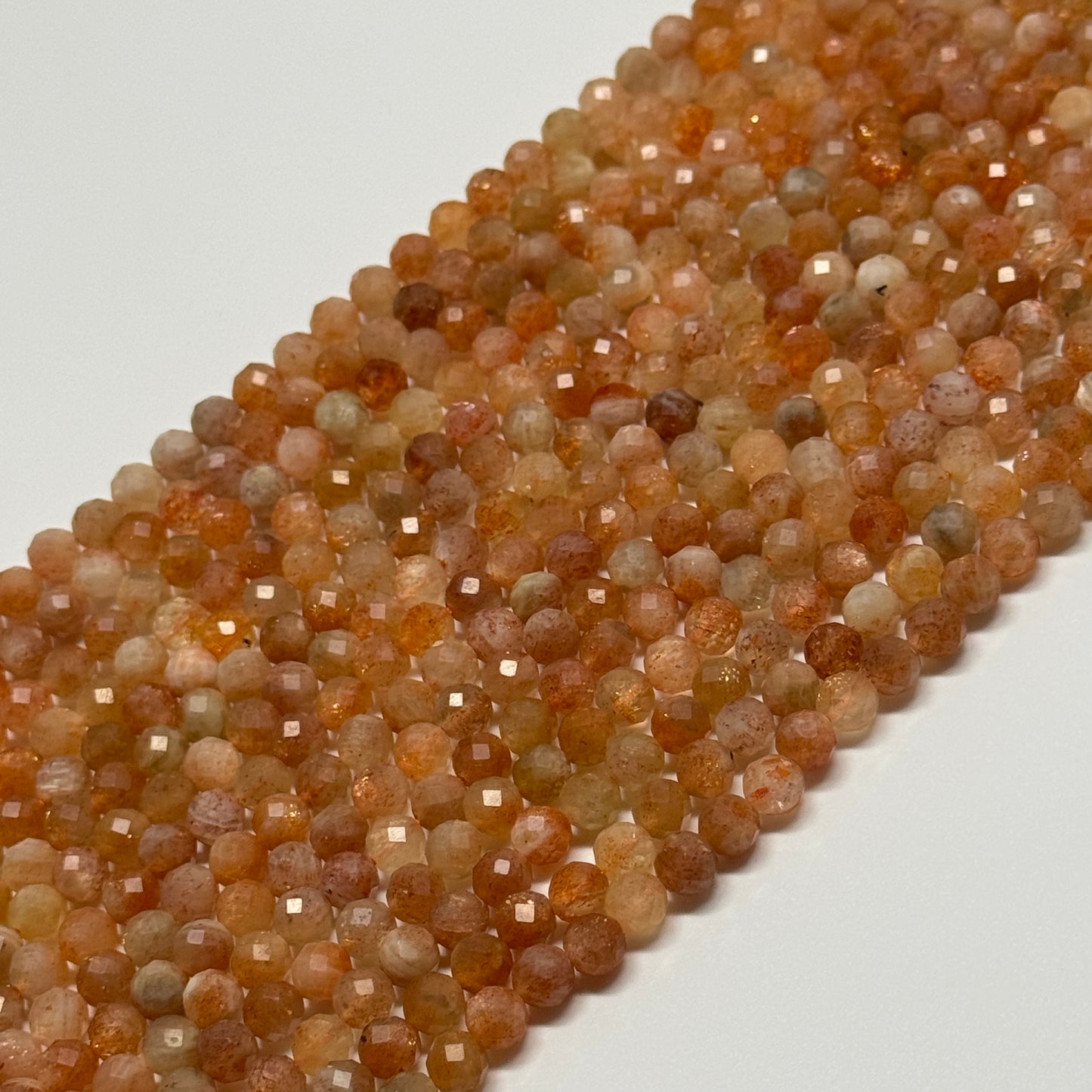 Sunstone Faceted Round Gemstone Beads