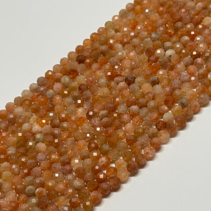 Sunstone Faceted Round Gemstone Beads