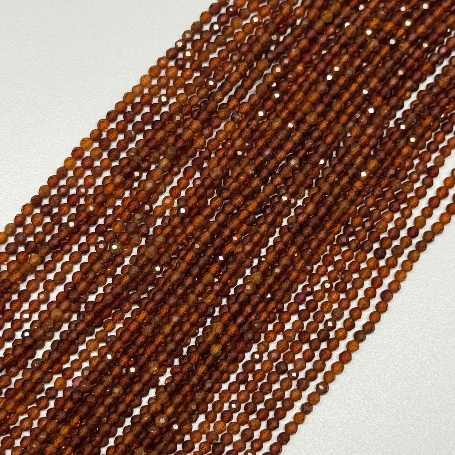 Hessonite Garnet Beads - Faceted Garnet Beads - Round