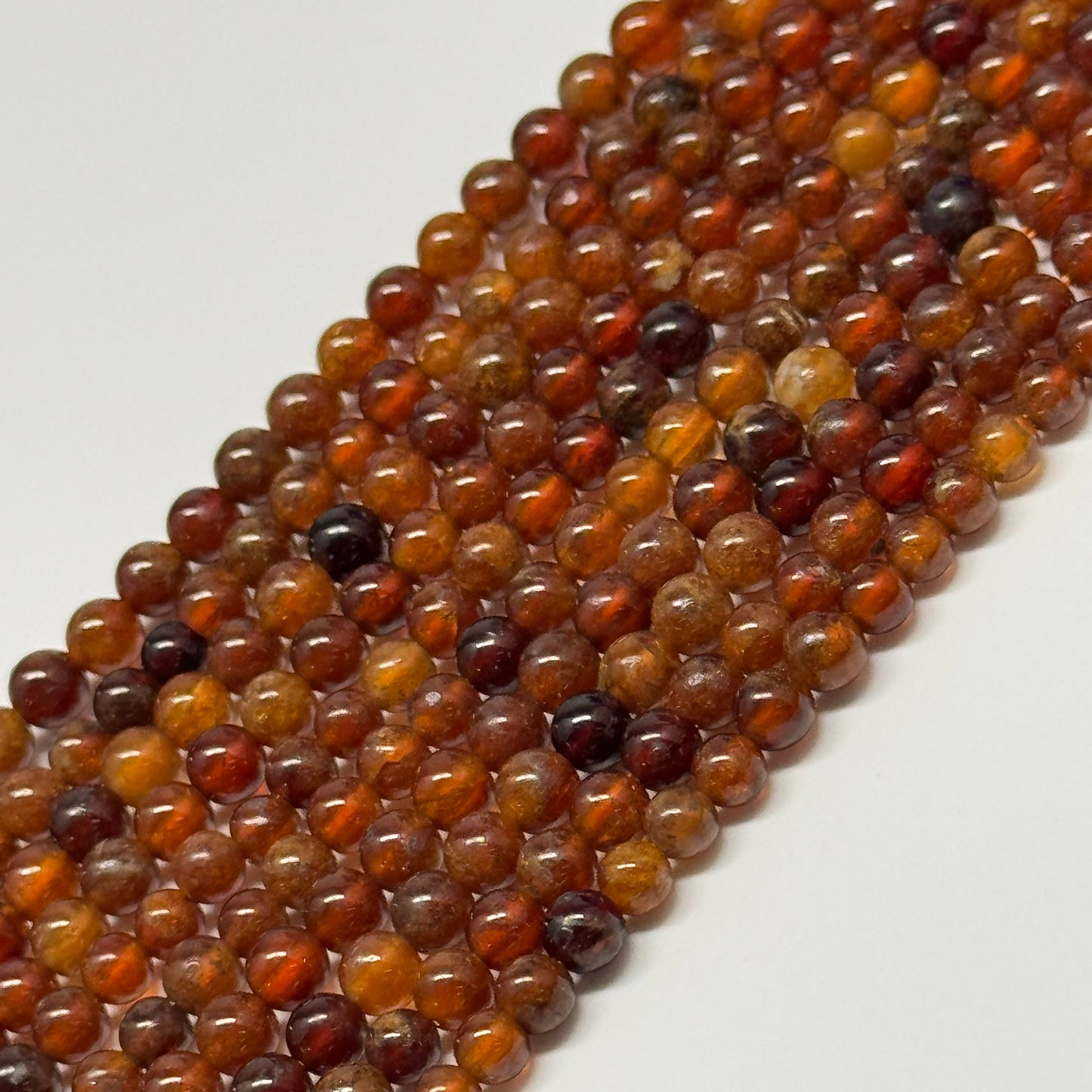 Hessonite Garnet Polished Round Gemstone Beads