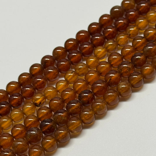 Hessonite Garnet Polished Round Gemstone Beads
