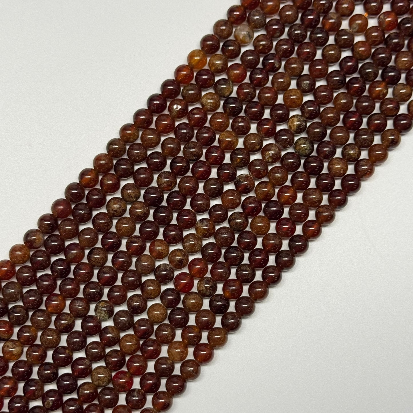 Hessonite Garnet Polished Round Gemstone Beads