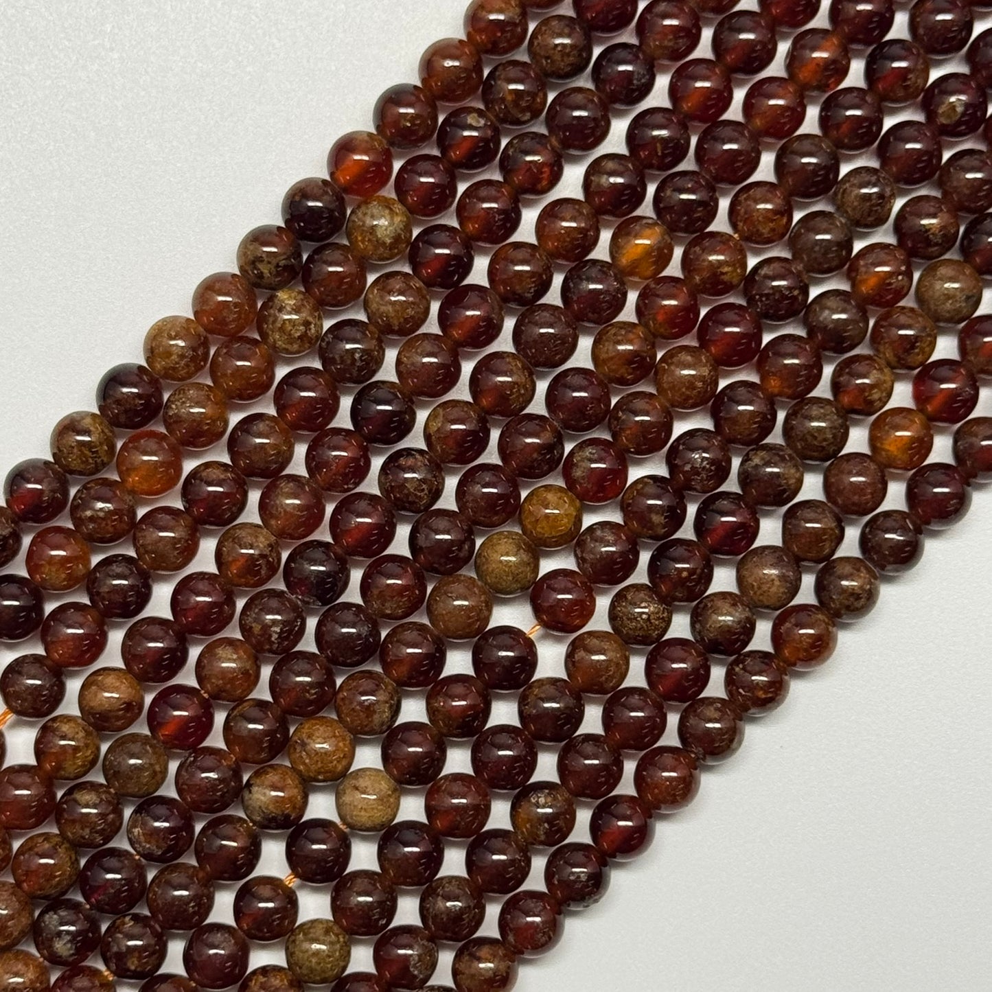 Hessonite Garnet Polished Round Gemstone Beads