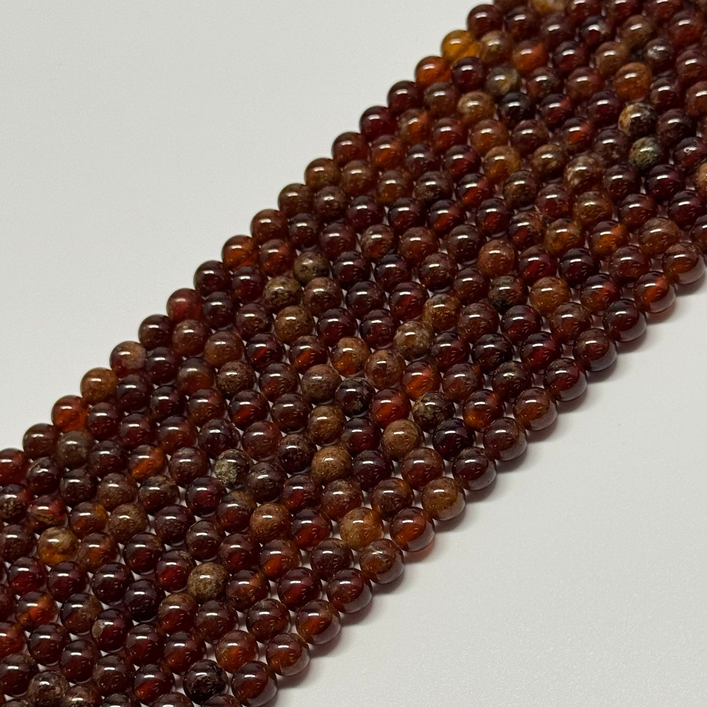 Hessonite Garnet Polished Round Gemstone Beads
