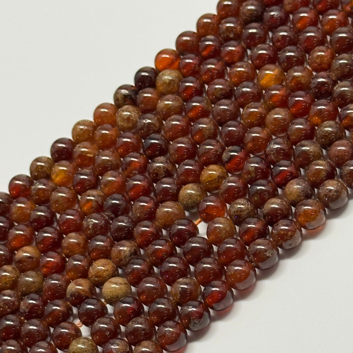 Hessonite Garnet Polished Round Gemstone Beads