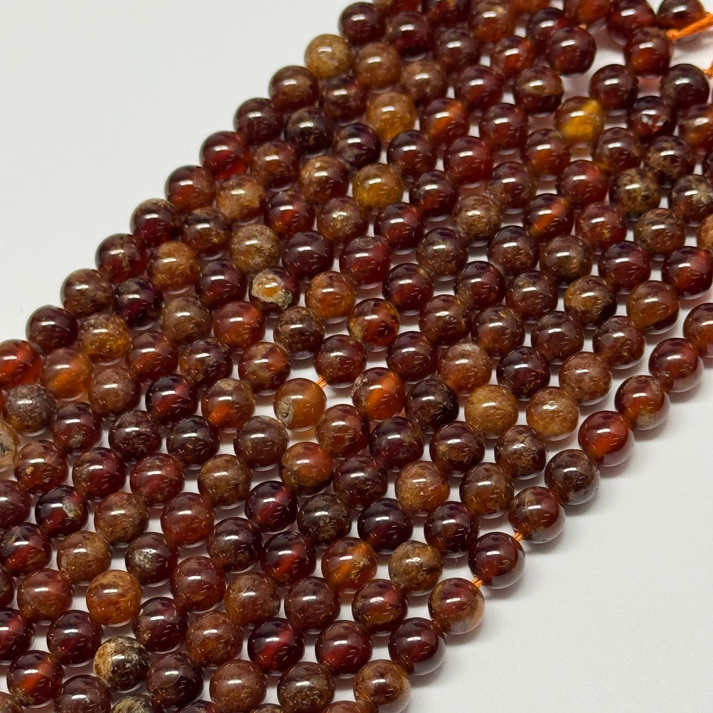 Hessonite Garnet Polished Round Gemstone Beads