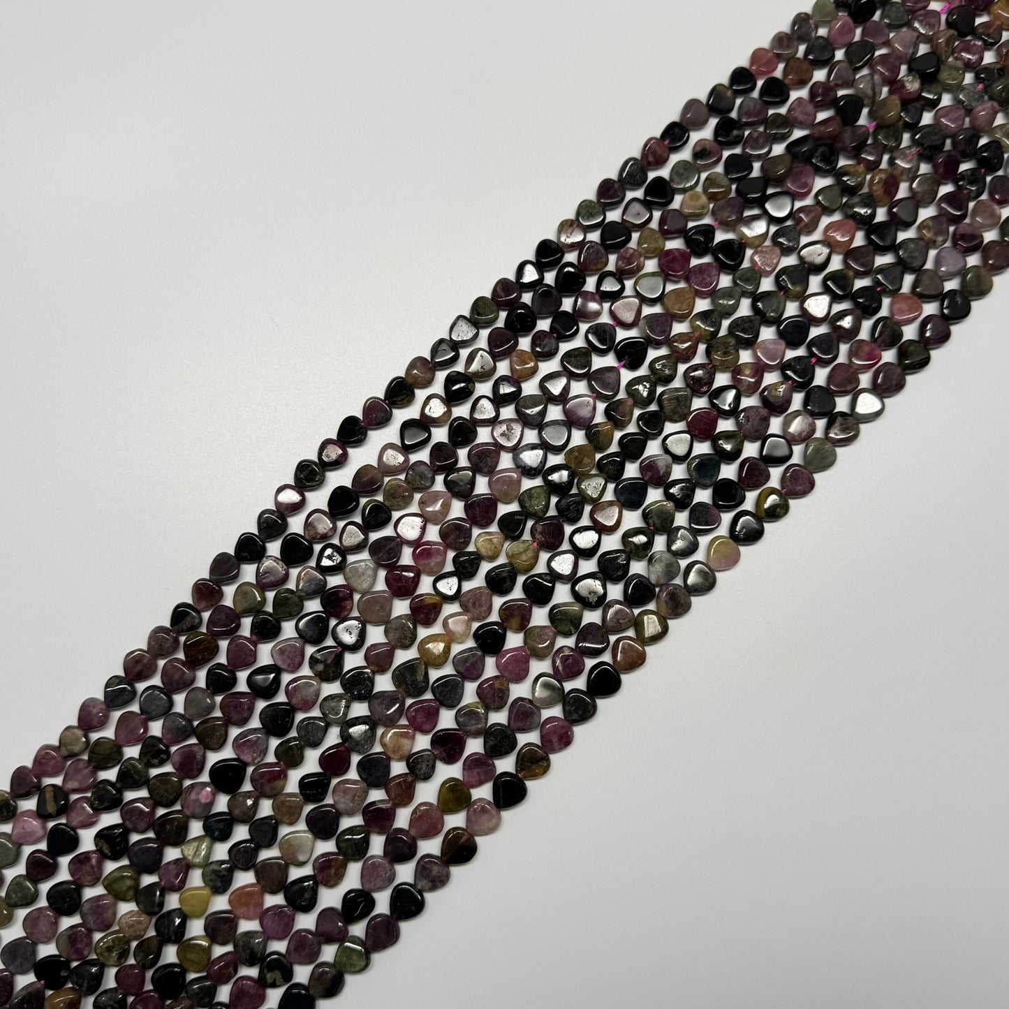 Multicolor Tourmaline Polished Heart Shape Gemstone Beads