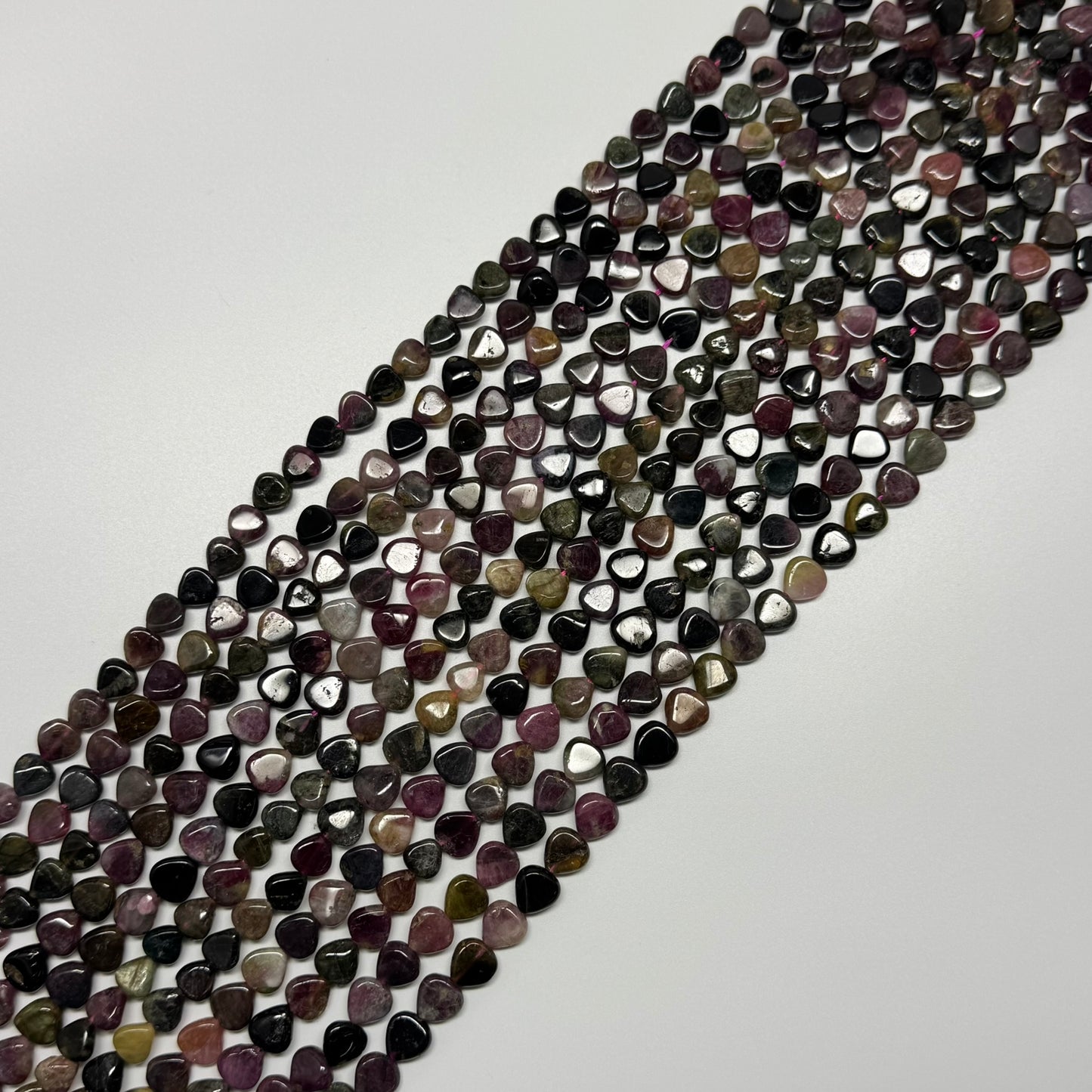 Multicolor Tourmaline Polished Heart Shape Gemstone Beads