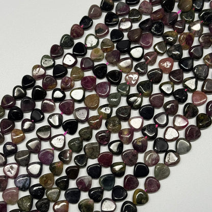 Multicolor Tourmaline Polished Heart Shape Gemstone Beads