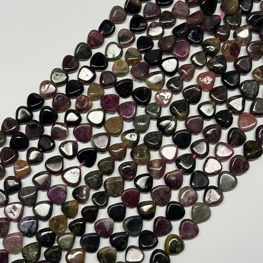 Multicolor Tourmaline Polished Heart Shape Gemstone Beads