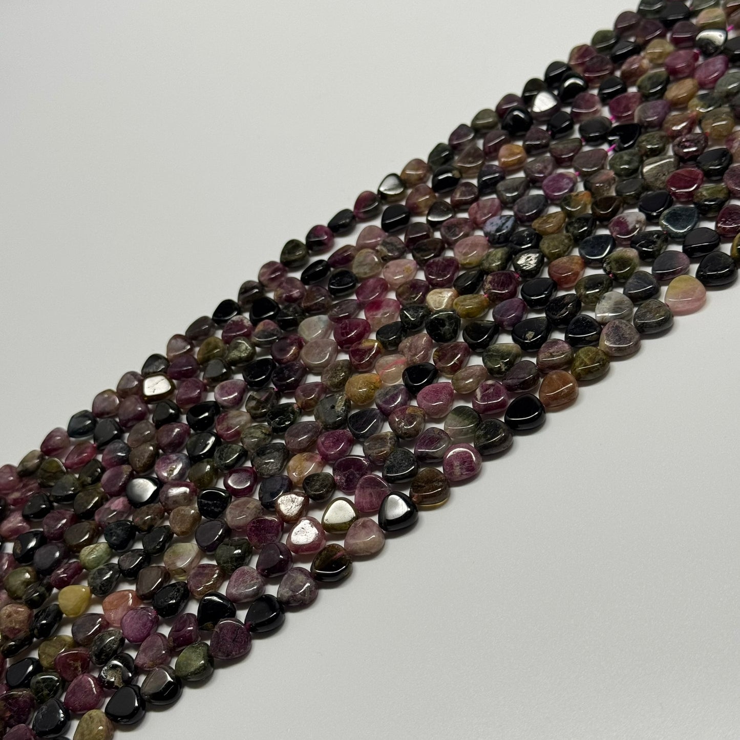 Multicolor Tourmaline Polished Heart Shape Gemstone Beads