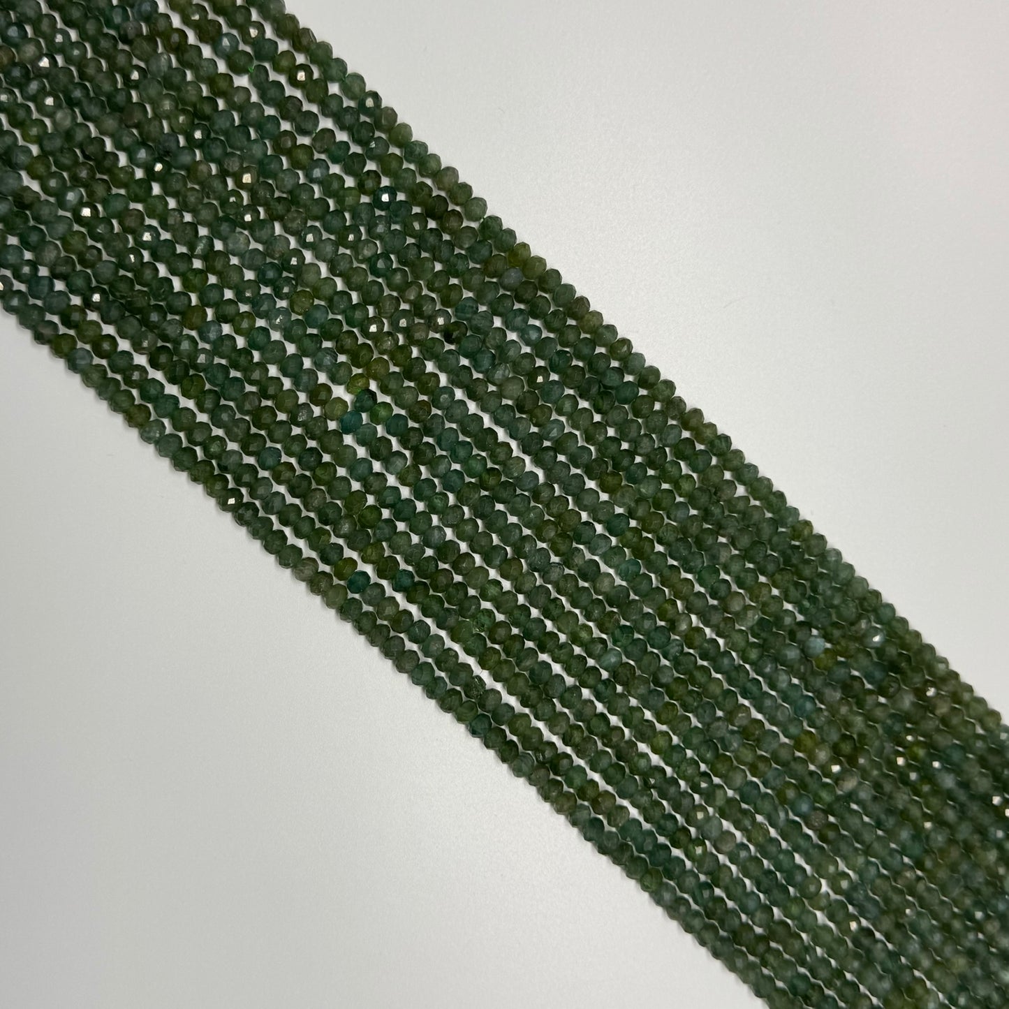 Green Apatite Faceted Rondelle Beads