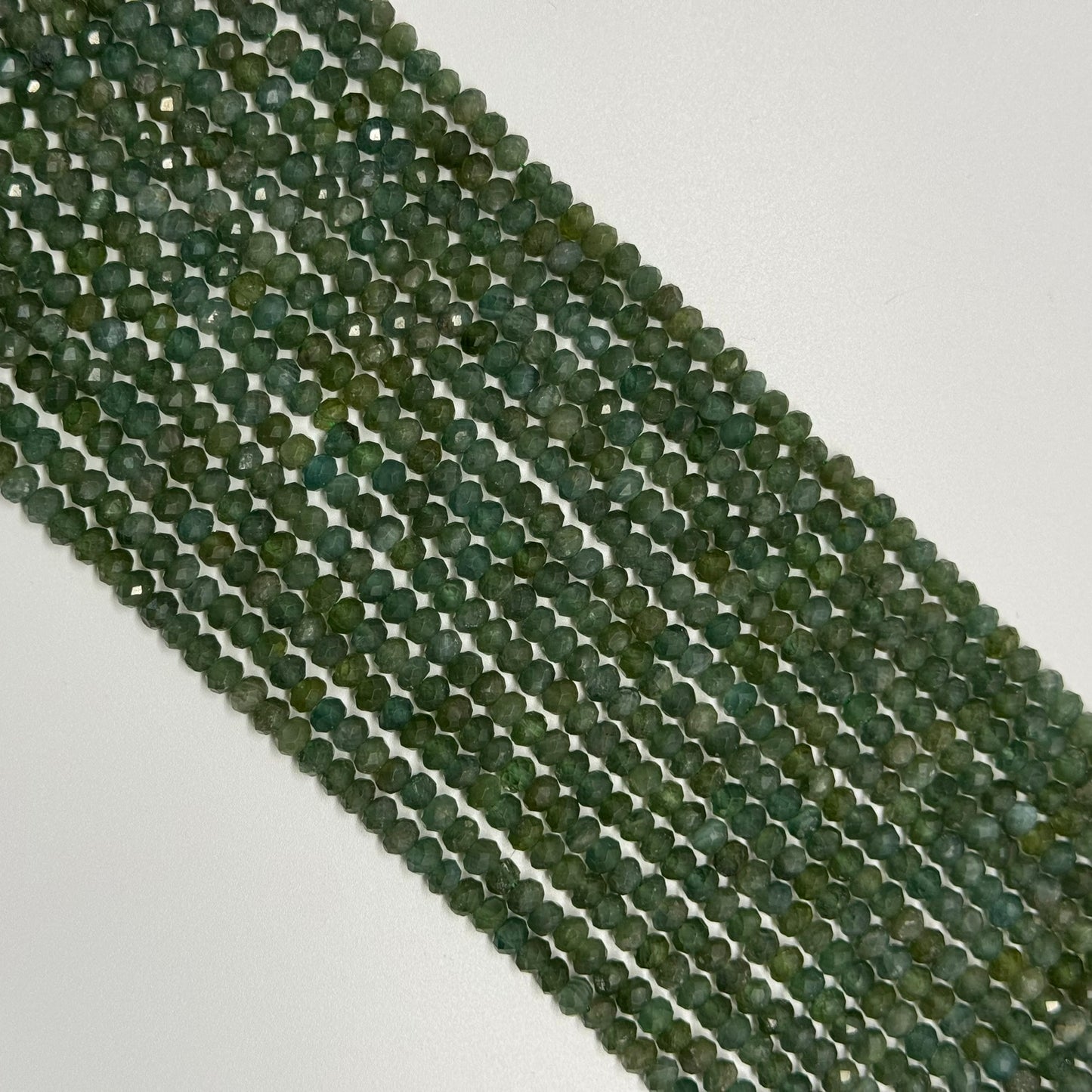 Green Apatite Faceted Rondelle Beads