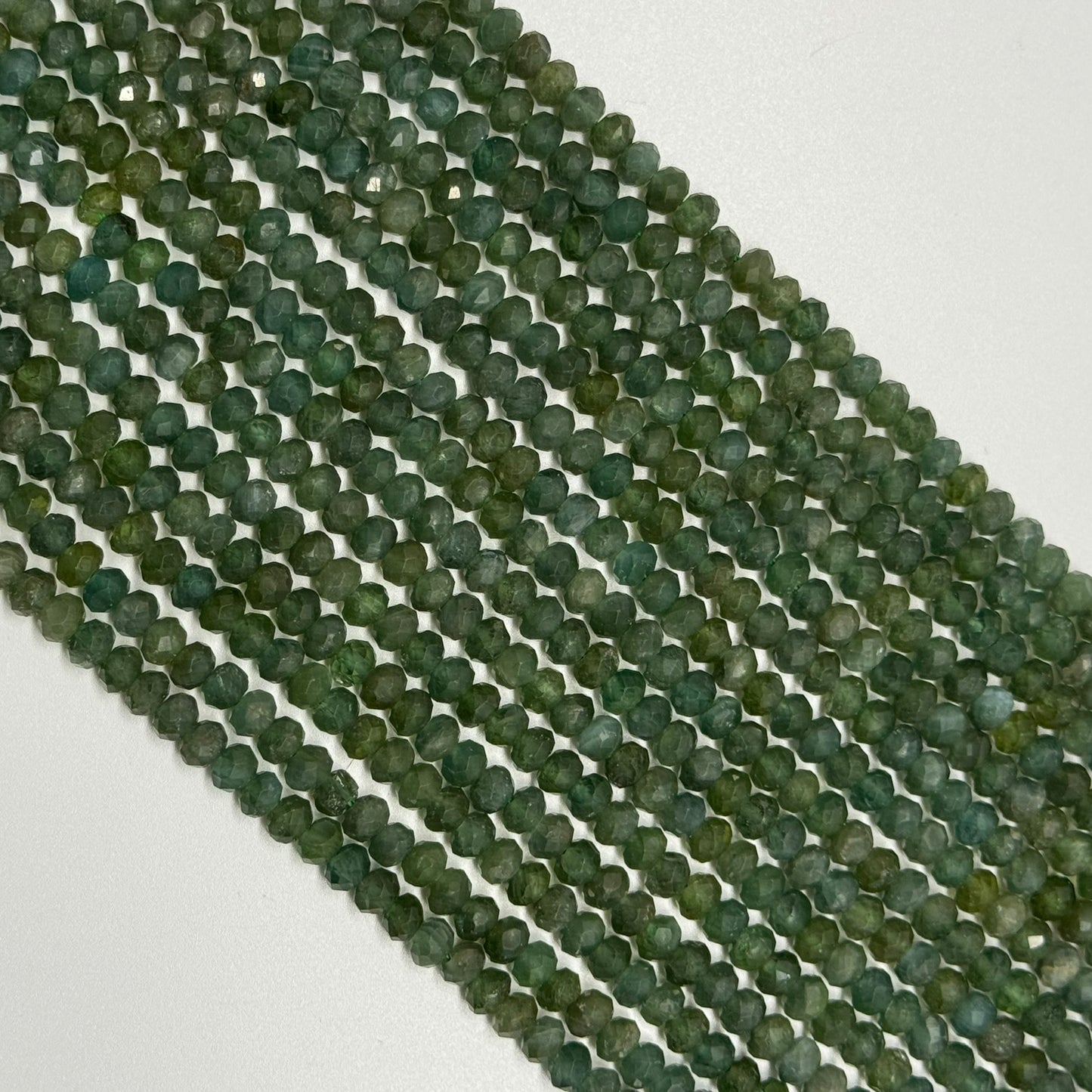 Green Apatite Faceted Rondelle Beads
