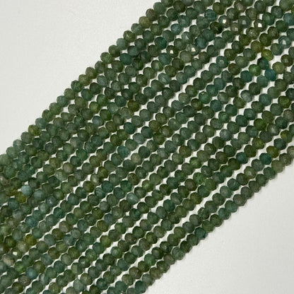 Green Apatite Faceted Rondelle Beads