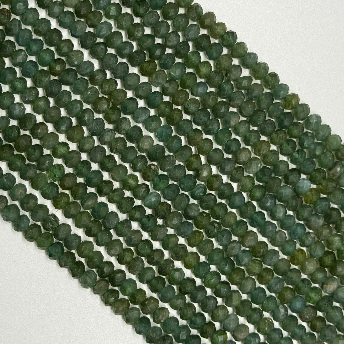 Green Apatite Faceted Rondelle Beads