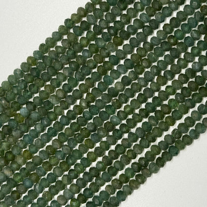 Green Apatite Faceted Rondelle Beads