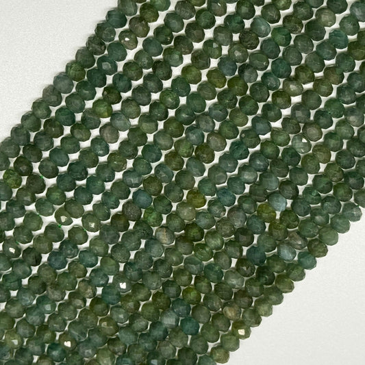 Green Apatite Faceted Rondelle Beads