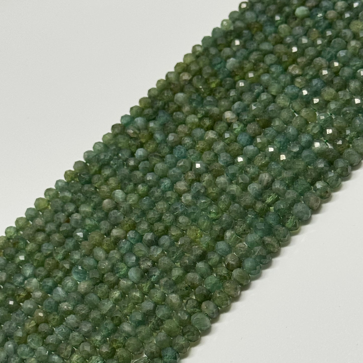 Green Apatite Faceted Rondelle Beads