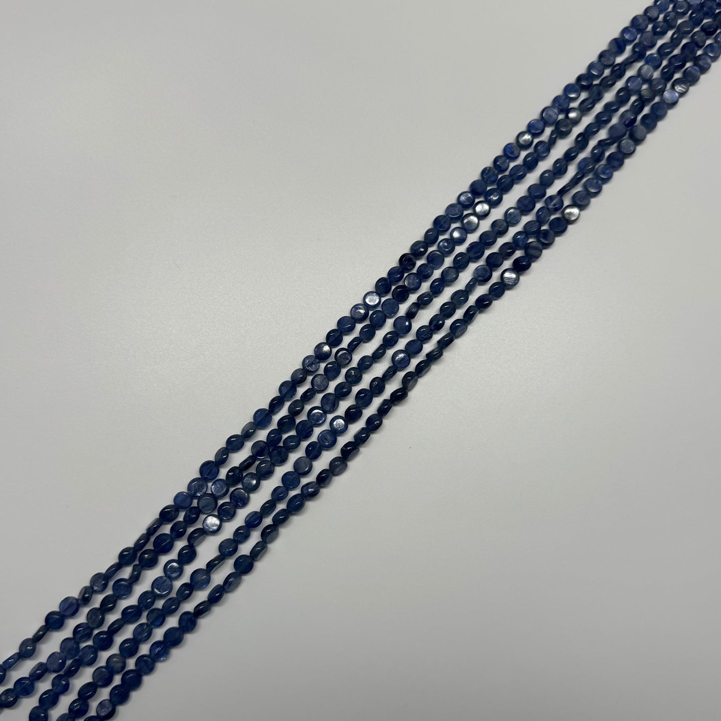 Natural Kyanite Polished Round Flat Gemstone Beads