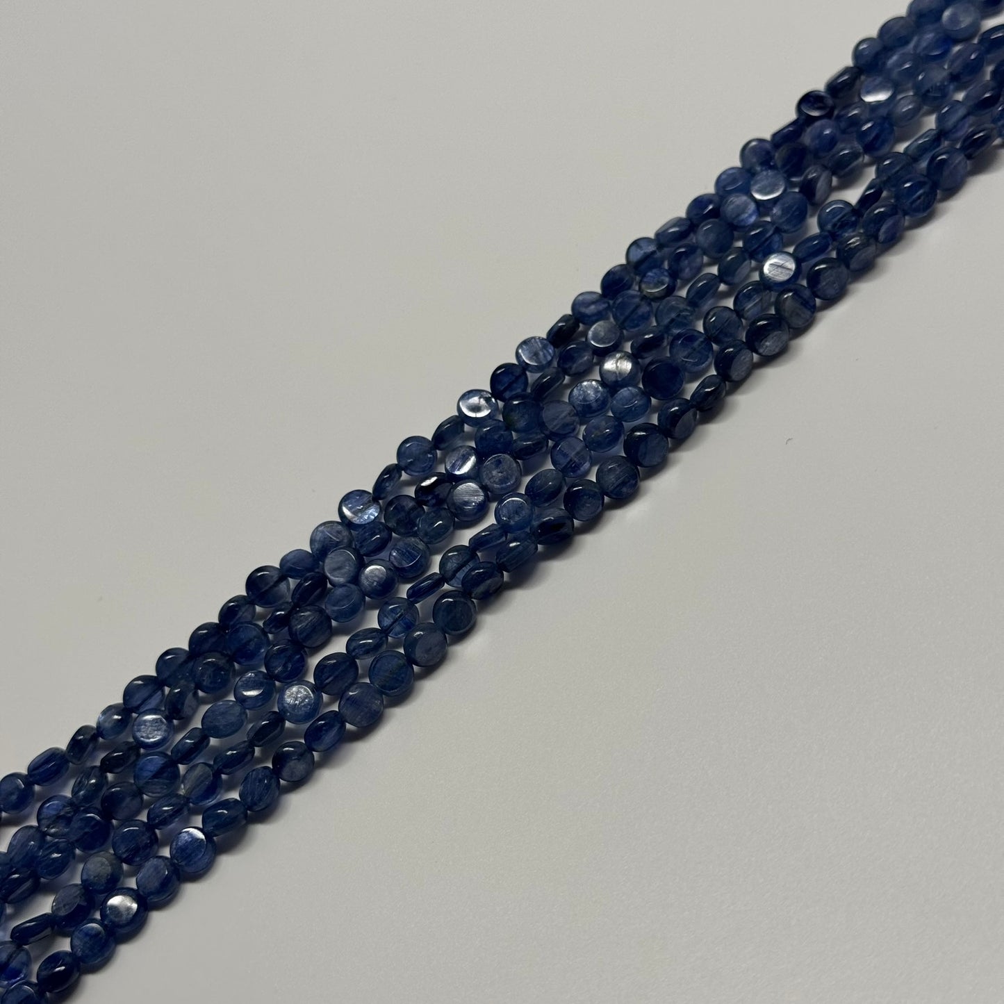 Natural Kyanite Polished Round Flat Gemstone Beads