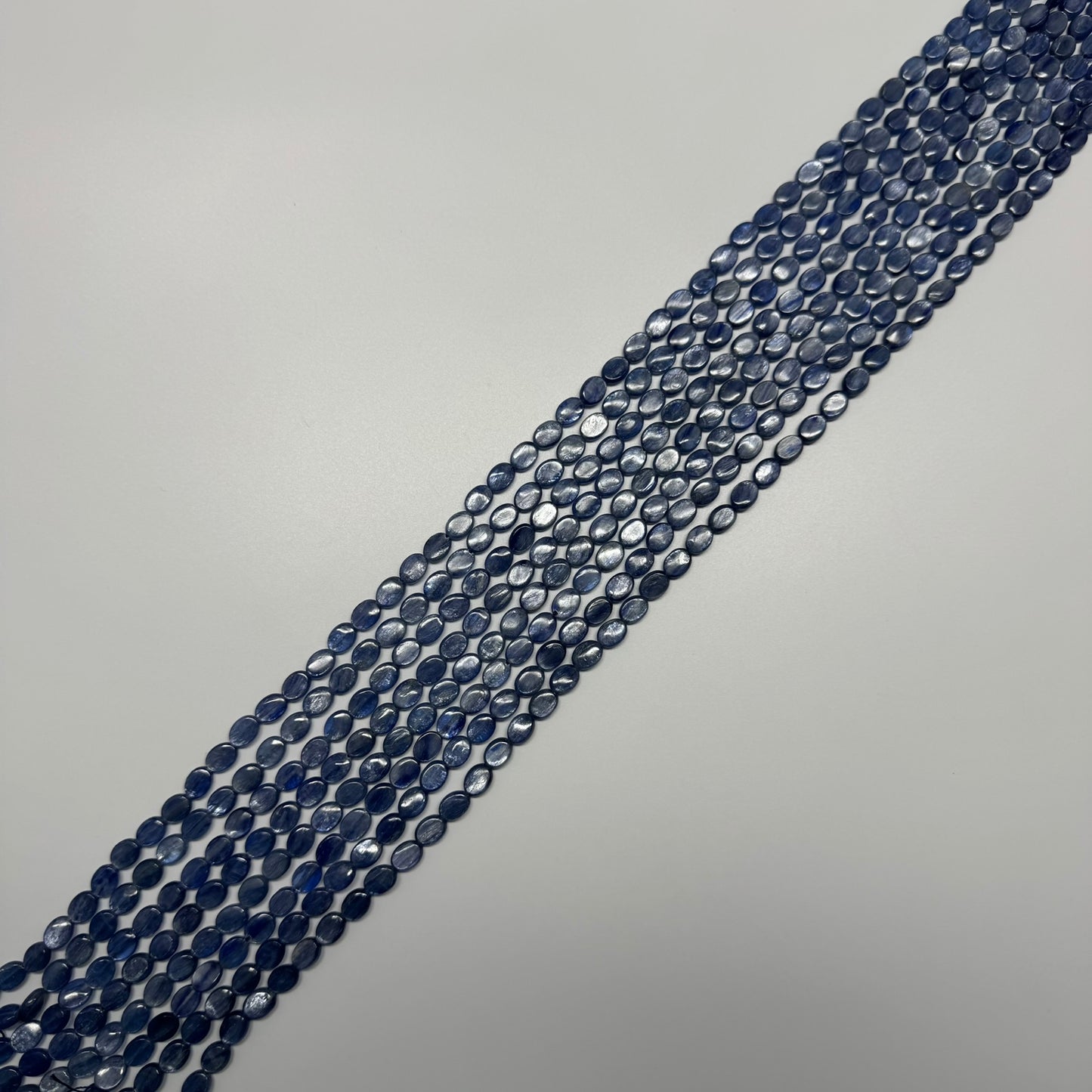Natural Kyanite Polished Oval Gemstone Beads
