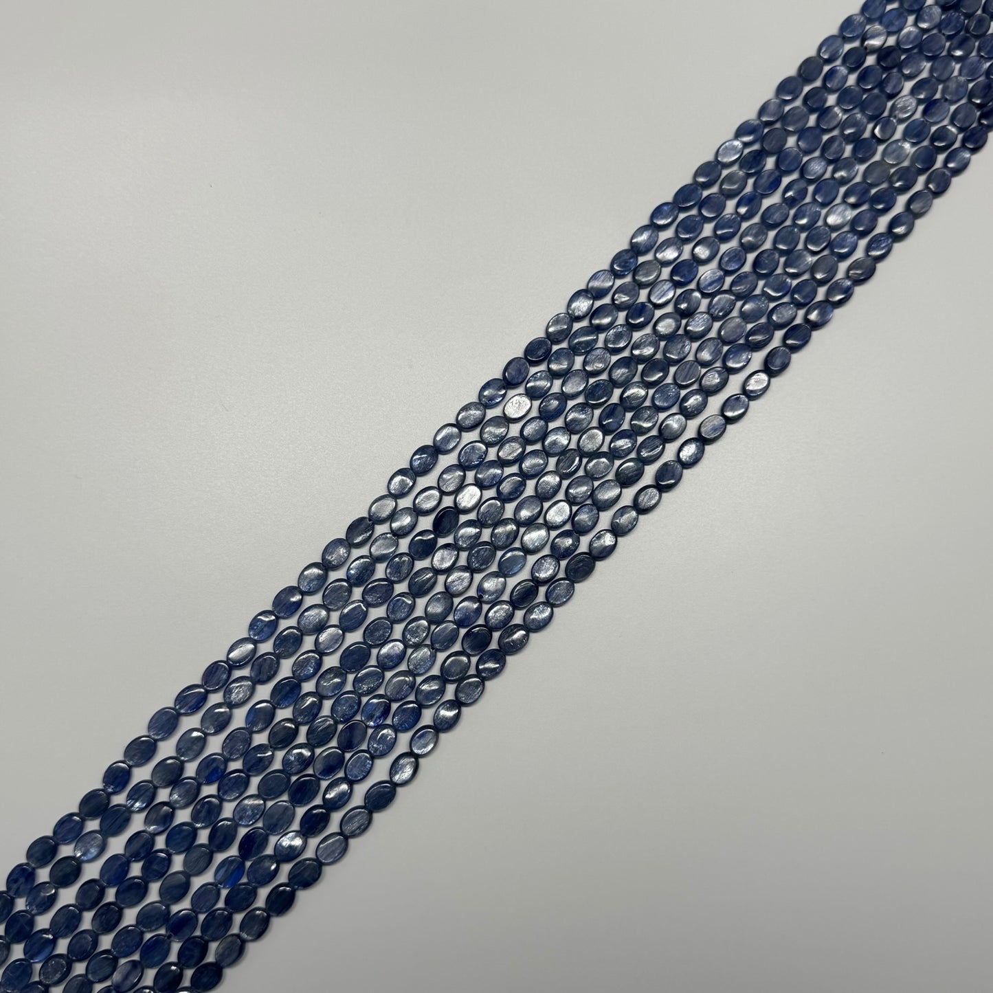 Natural Kyanite Polished Oval Gemstone Beads