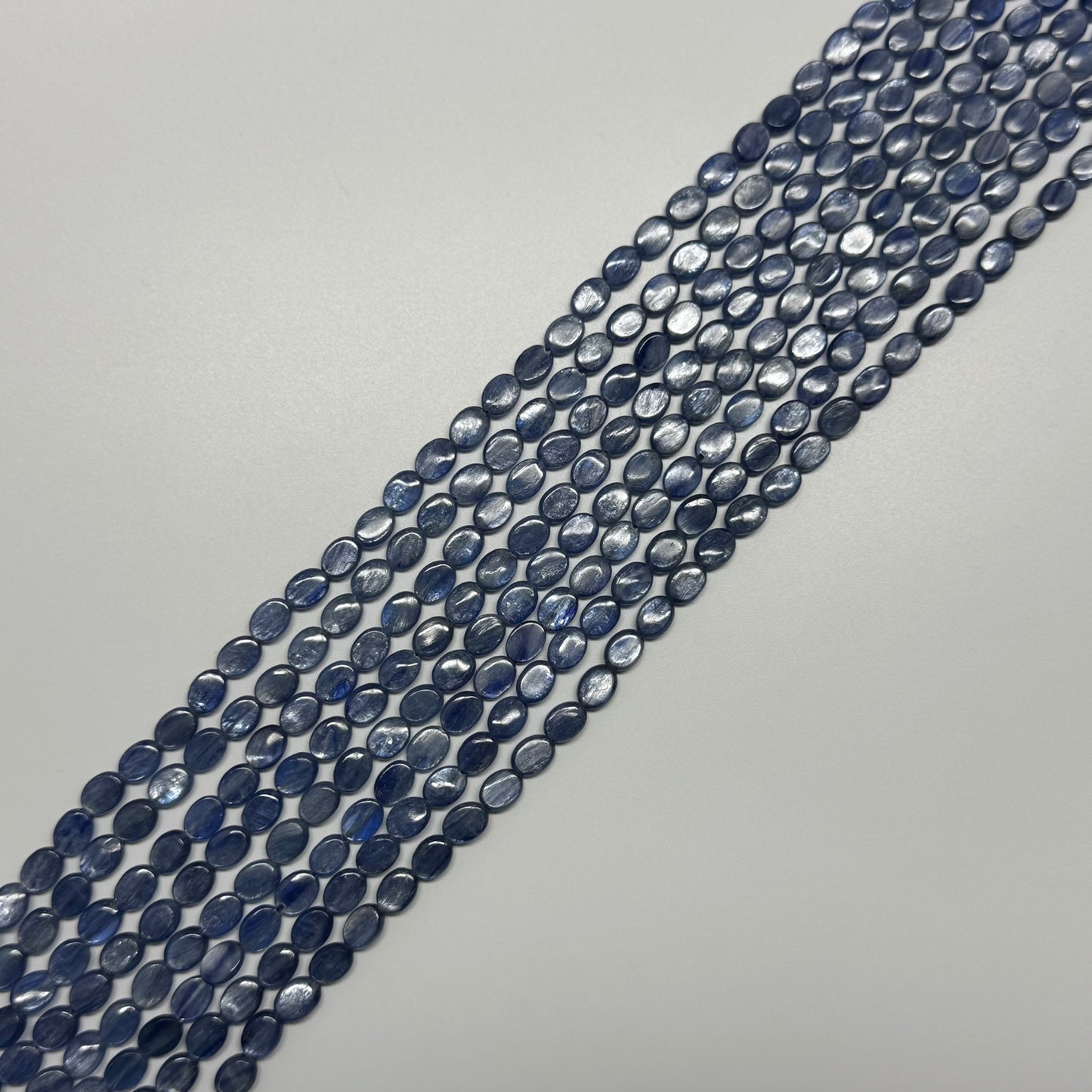 Natural Kyanite Polished Oval Gemstone Beads