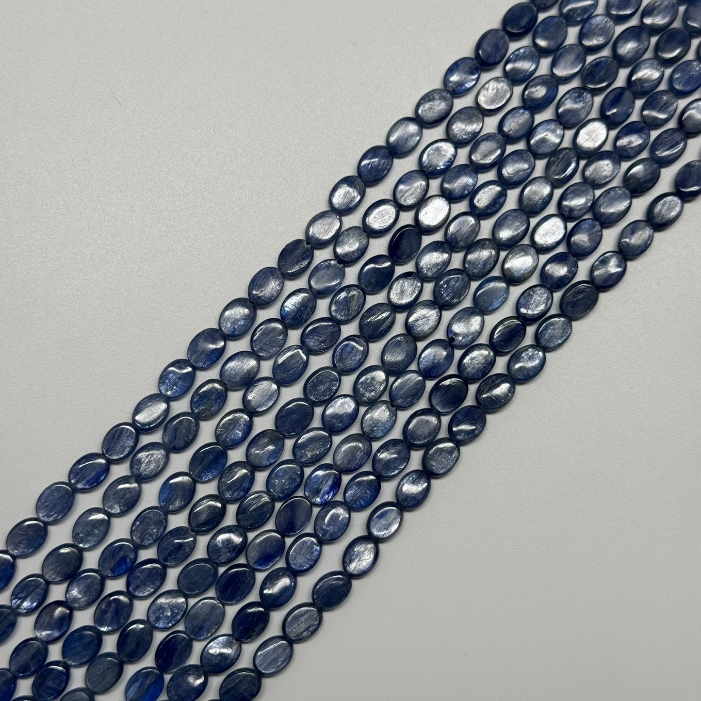 Natural Kyanite Polished Oval Gemstone Beads