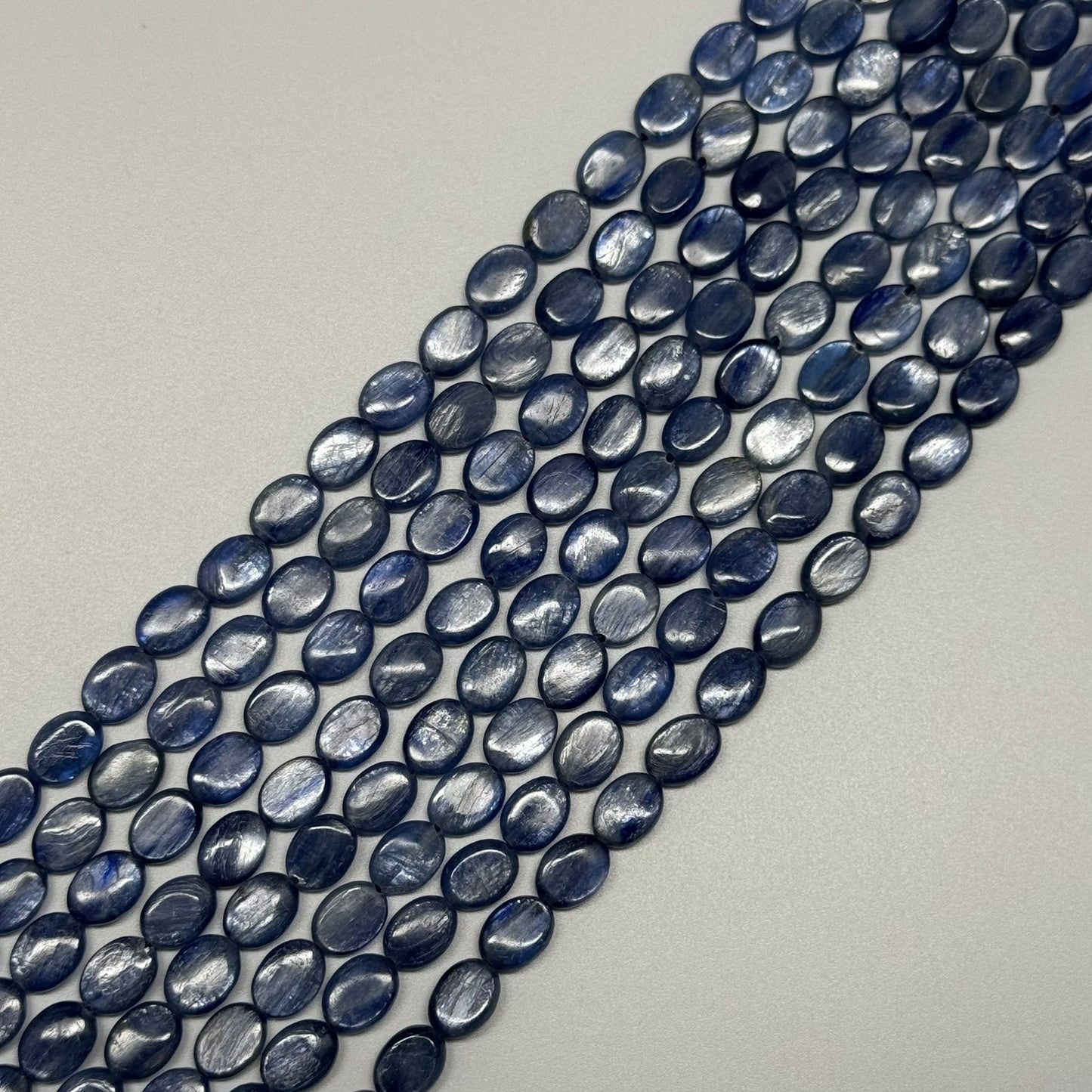 Natural Kyanite Polished Oval Gemstone Beads