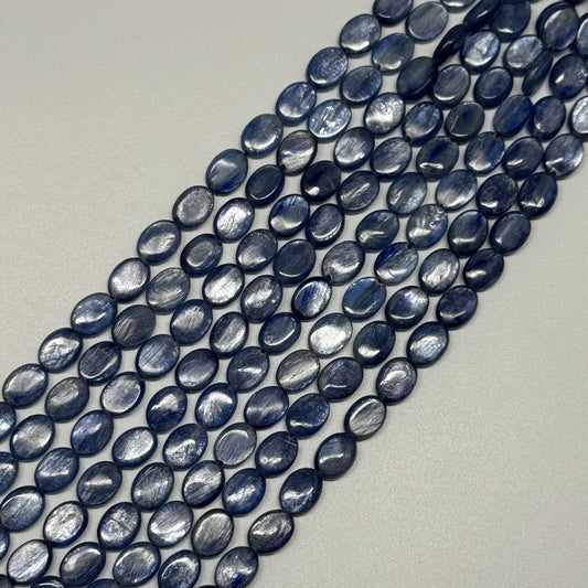 Natural Kyanite Polished Oval Gemstone Beads