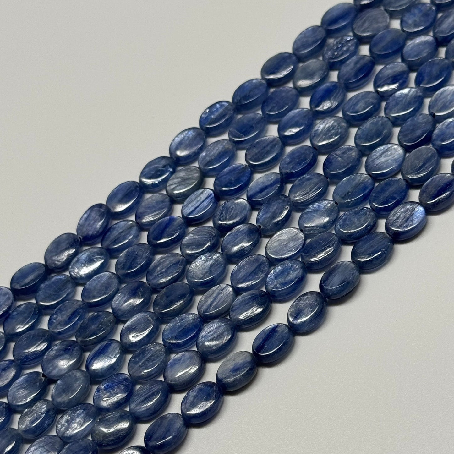 Natural Kyanite Polished Oval Gemstone Beads