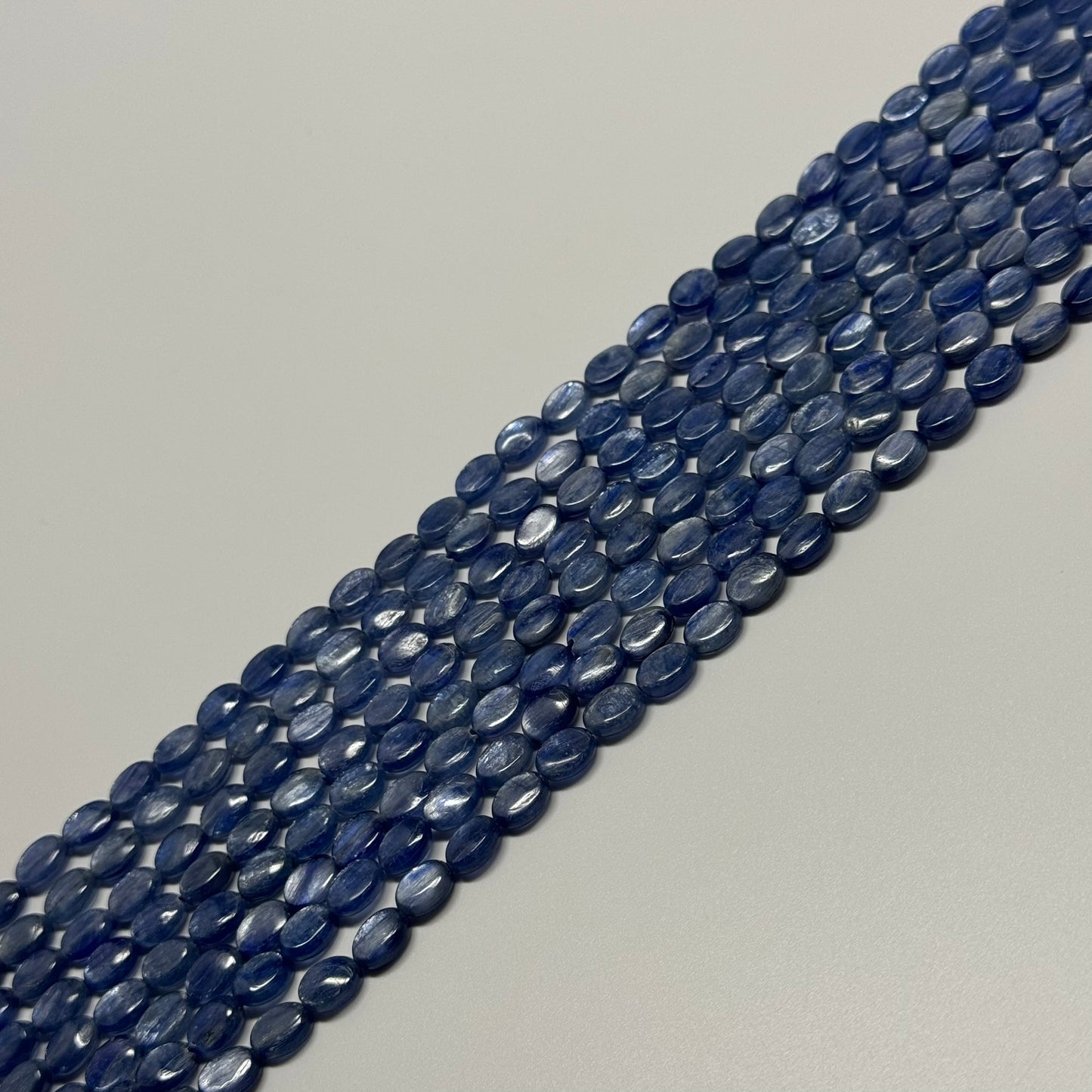 Natural Kyanite Polished Oval Gemstone Beads
