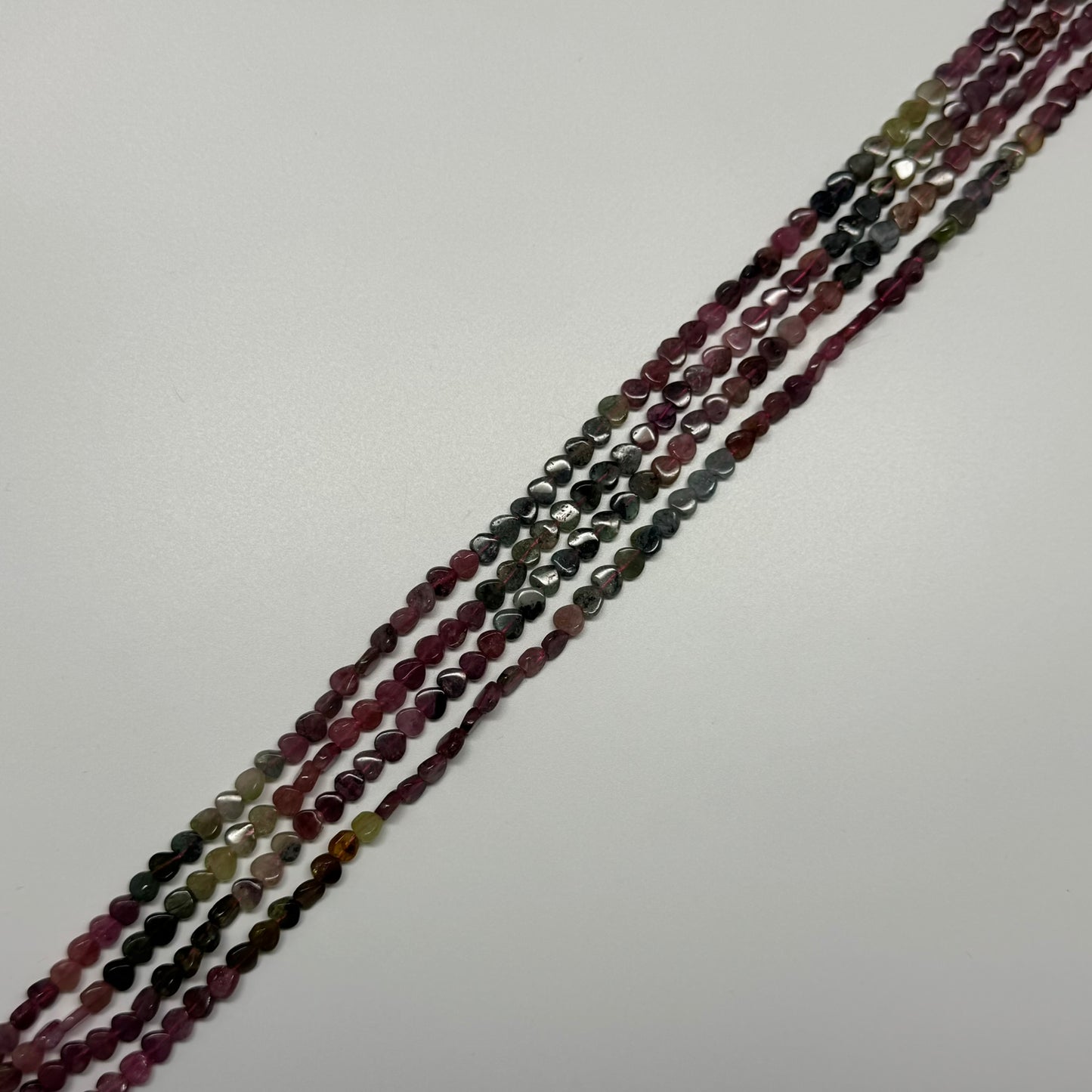 Multicolor Tourmaline Polished Heart Shape Gemstone Beads