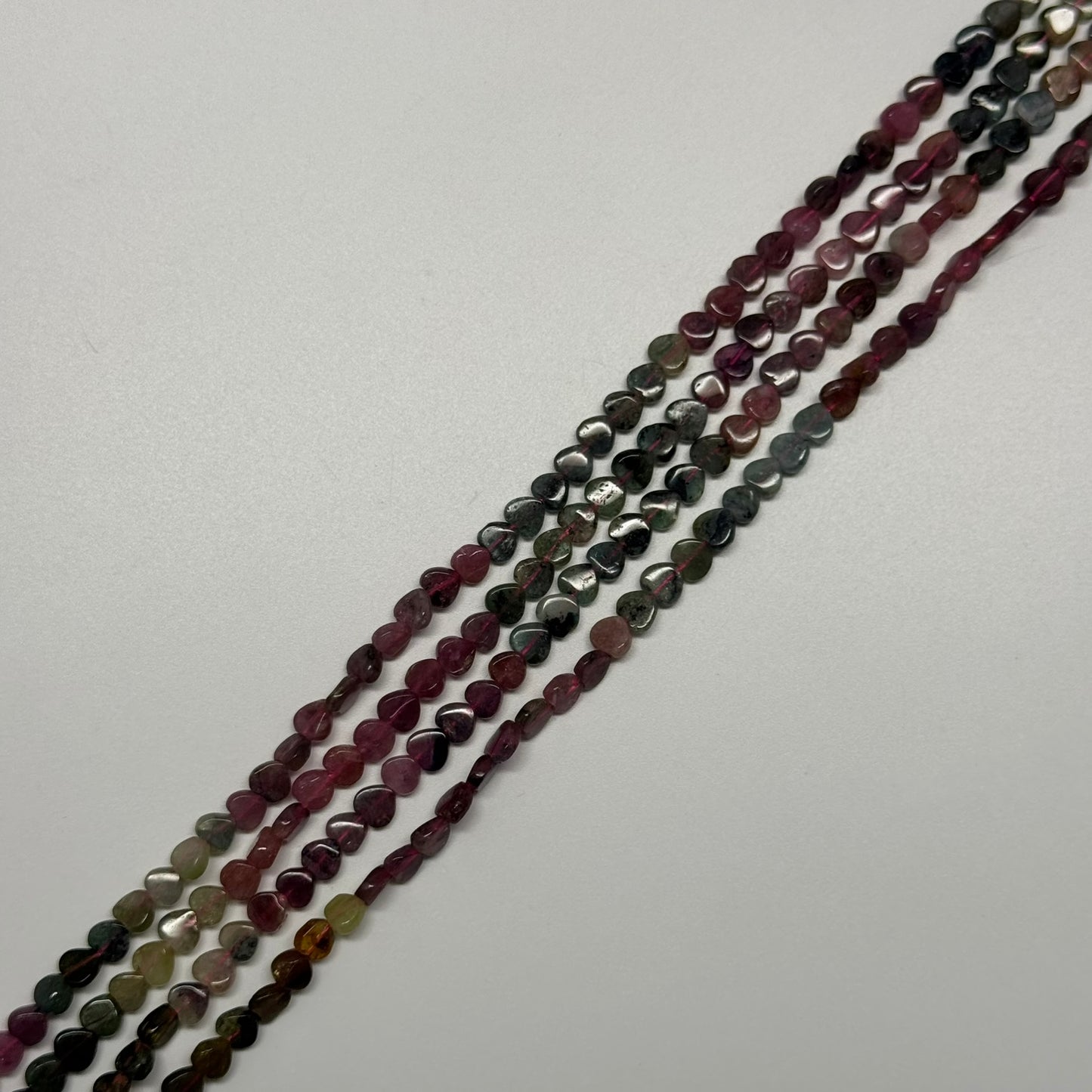Multicolor Tourmaline Polished Heart Shape Gemstone Beads