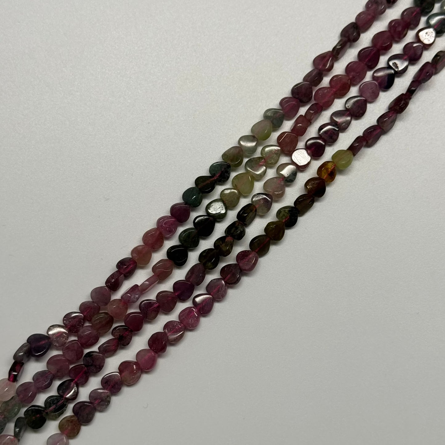 Multicolor Tourmaline Polished Heart Shape Gemstone Beads