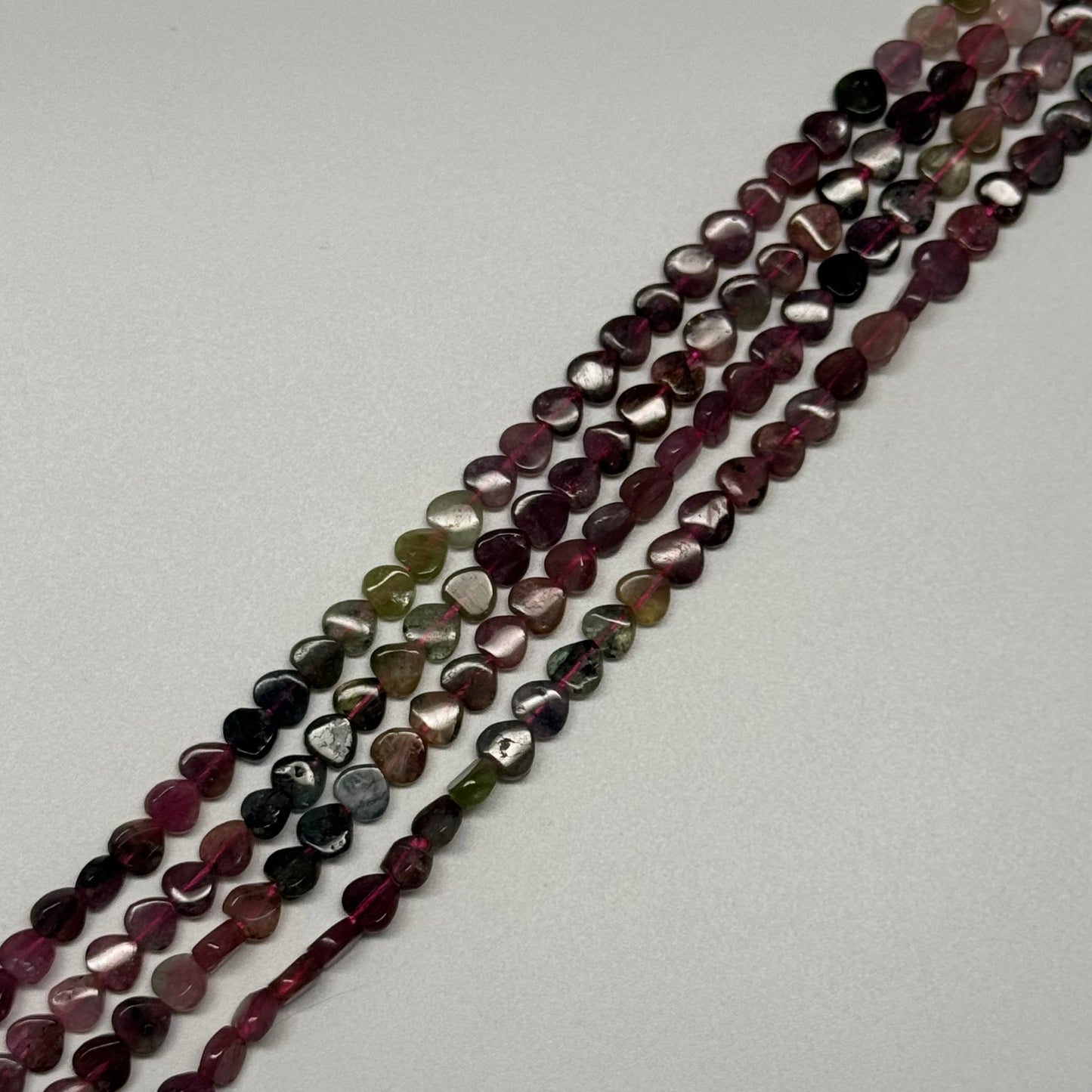 Multicolor Tourmaline Polished Heart Shape Gemstone Beads