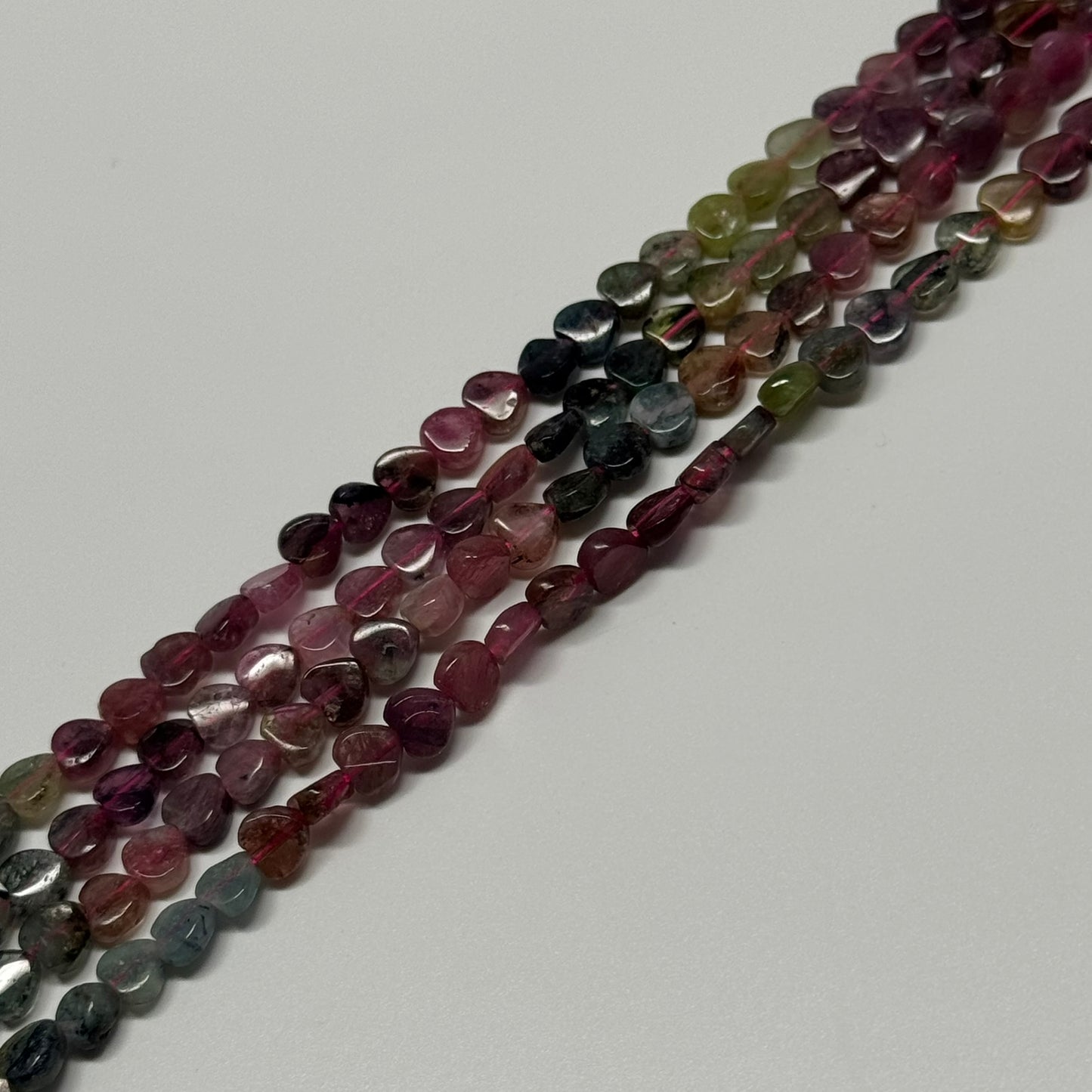 Multicolor Tourmaline Polished Heart Shape Gemstone Beads