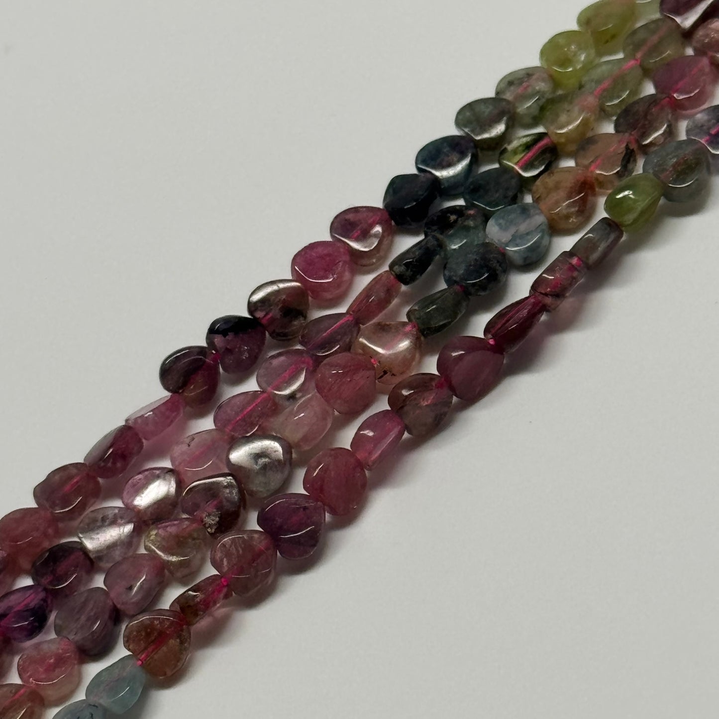 Multicolor Tourmaline Polished Heart Shape Gemstone Beads
