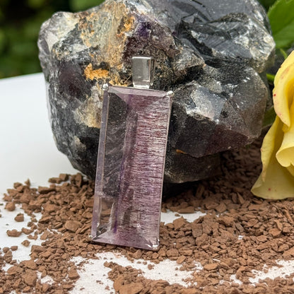 Sacred Seven Rectangular Pendant – Handcut Faceted Jewelry in 925 Sterling Silver