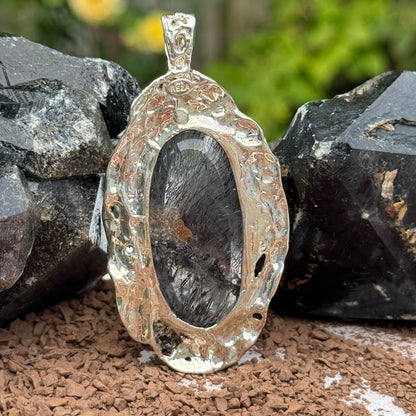 Sacred Seven Oval Pendant – Black Patina Jewelry in 925 Sterling Silver