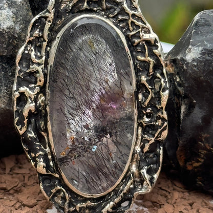Sacred Seven Oval Pendant – Black Patina Jewelry in 925 Sterling Silver