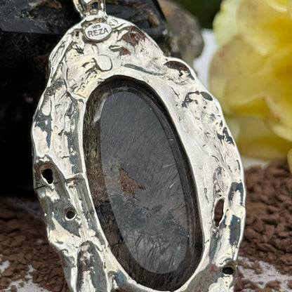 Sacred Seven Oval Pendant – Black Patina Jewelry in 925 Sterling Silver