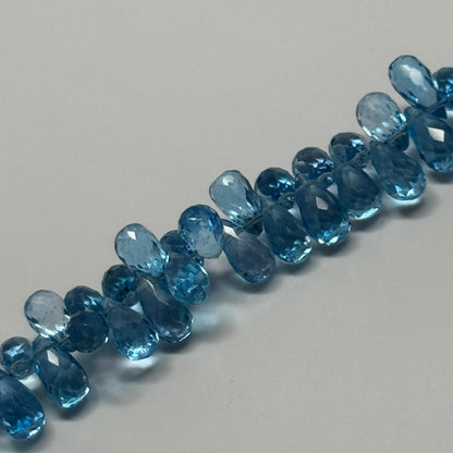Blue Topaz Polished Briolette Shape Gemstone Beads