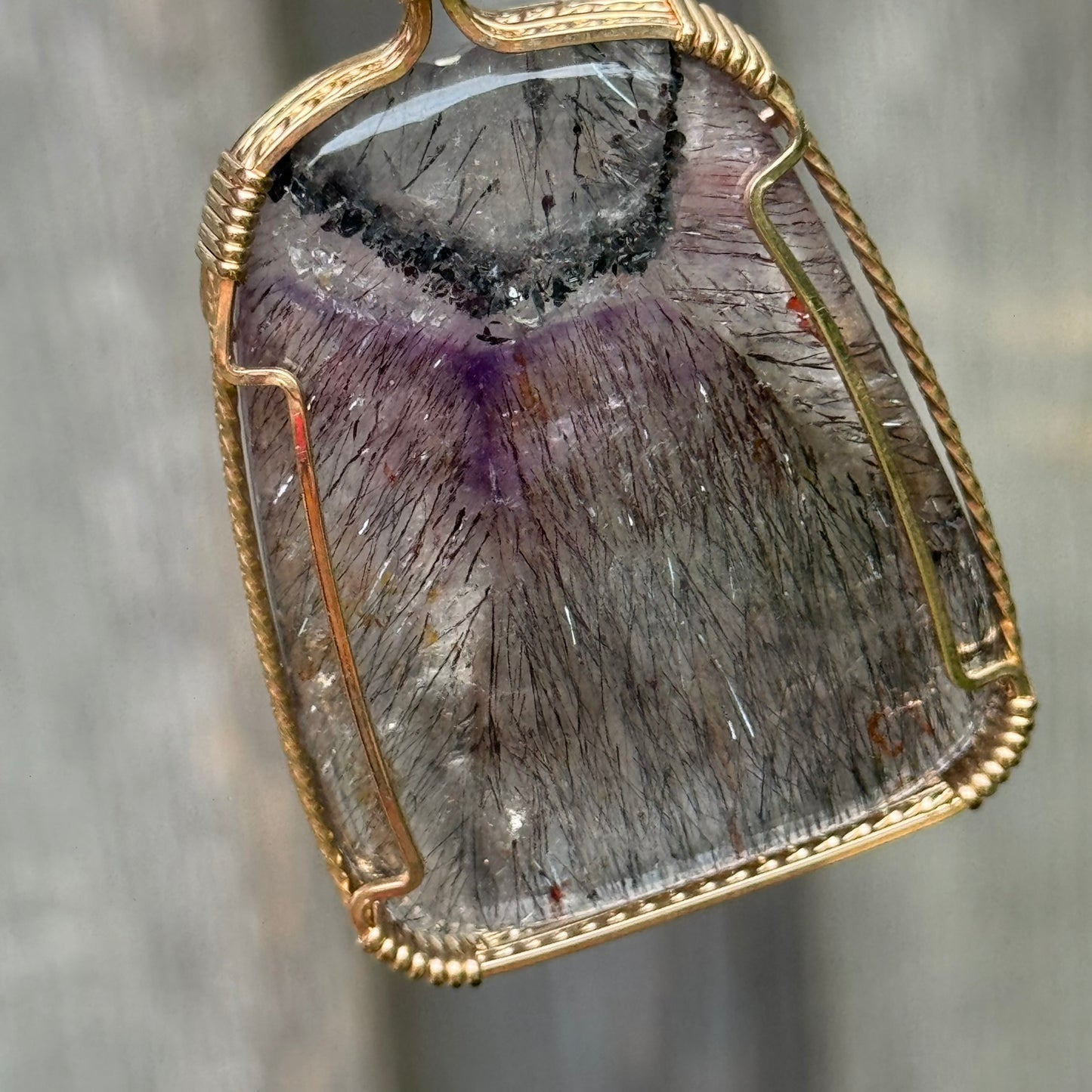 Sacred Seven Freeform Pendant – 14k Yellow Gold Filled Wire-Wrapped Natural Gemstone in 925 Sterling Silver