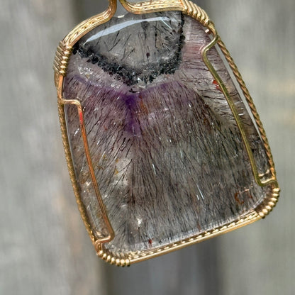 Sacred Seven Freeform Pendant – 14k Yellow Gold Filled Wire-Wrapped Natural Gemstone in 925 Sterling Silver