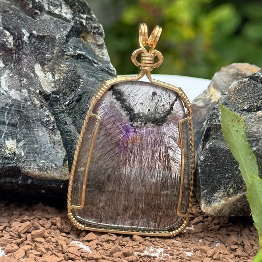 Sacred Seven Freeform Pendant – 14k Yellow Gold Filled Wire-Wrapped Natural Gemstone in 925 Sterling Silver
