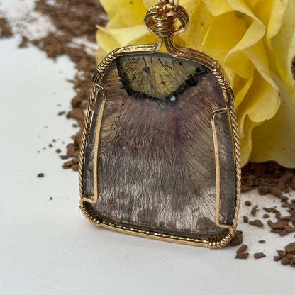Sacred Seven Freeform Pendant – 14k Yellow Gold Filled Wire-Wrapped Natural Gemstone in 925 Sterling Silver